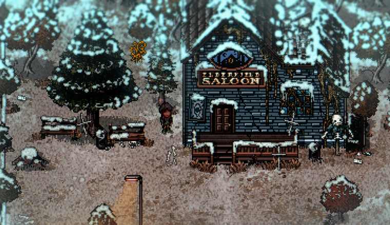 Turn-based combat screen with the party facing a creature